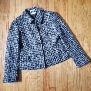 Bernard Zins Boucle Tweed Blazer Blue Brown Mult 6